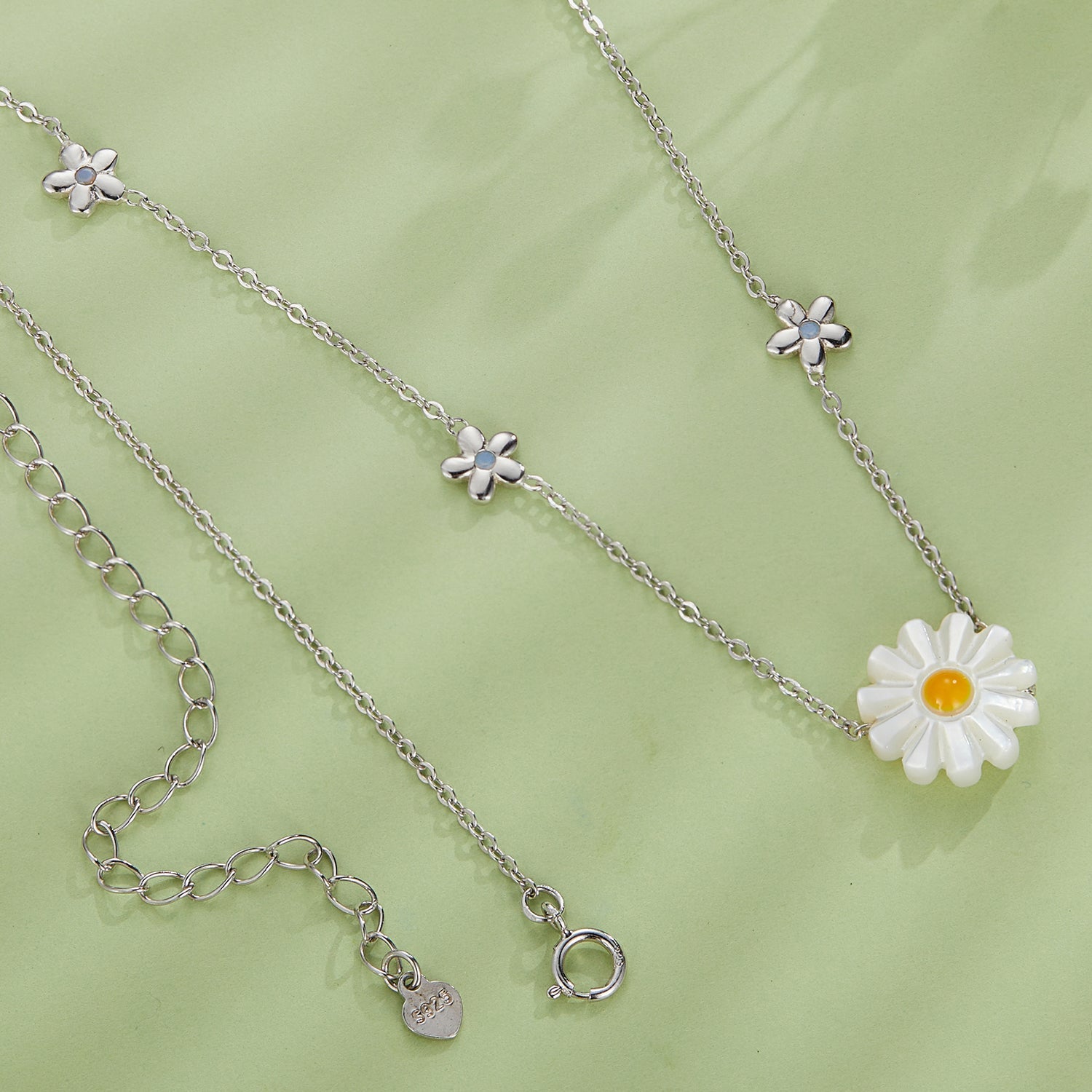 Sylvory 925 Sterling Silver Flower Meadow Necklace