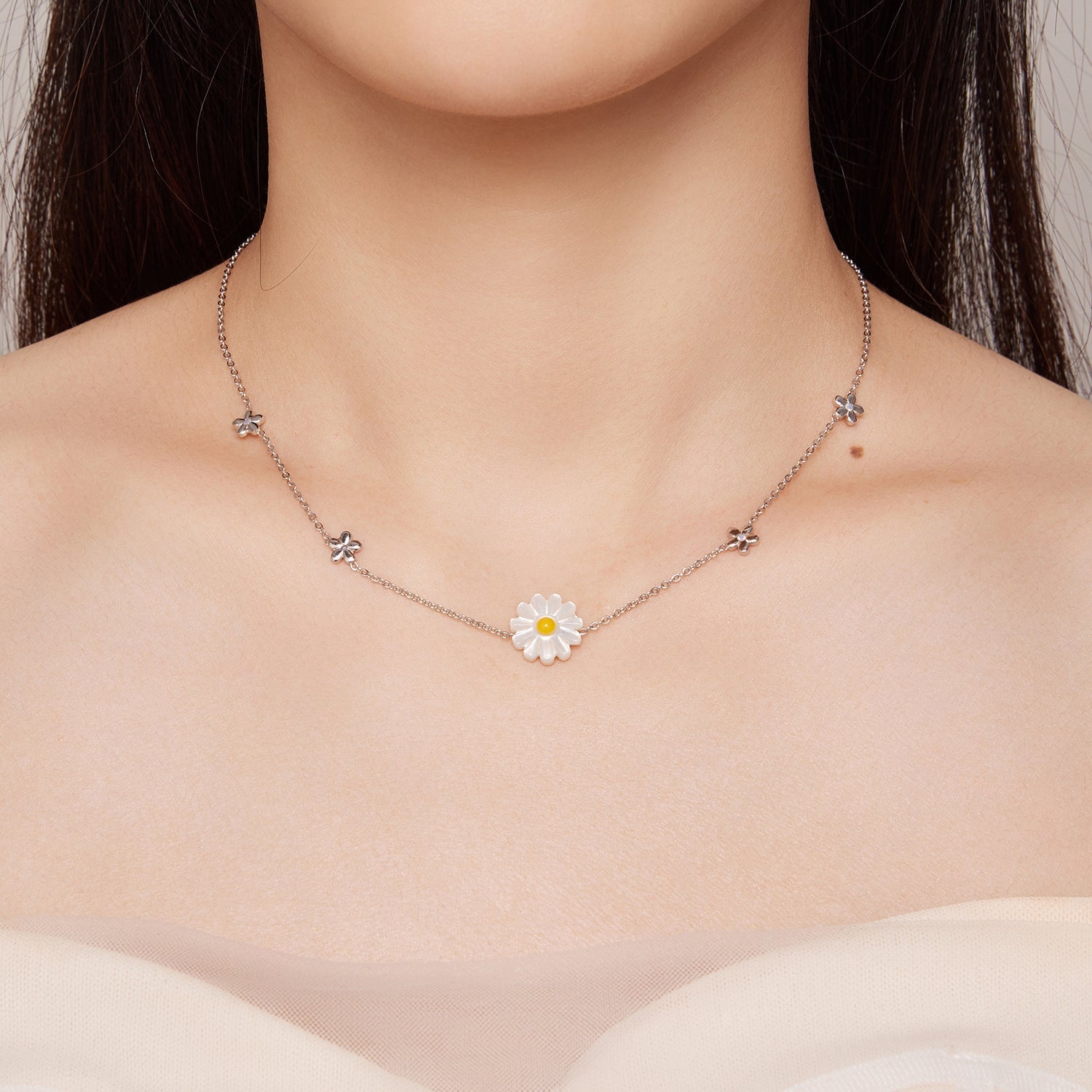 Sylvory 925 Sterling Silver Flower Meadow Necklace