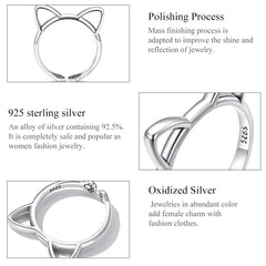 Sylvory 925 Sterling Silver Pawsome Kitty Ring