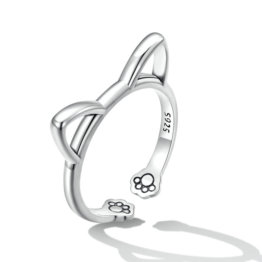 Sylvory 925 Sterling Silver Pawsome Kitty Ring